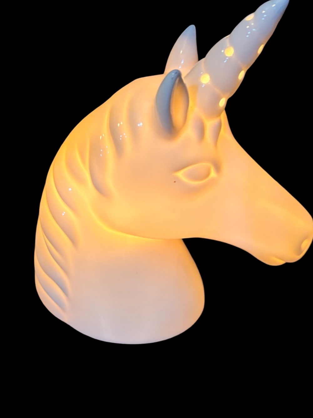 Glowing White Ceramic Unicorn Night Lamp